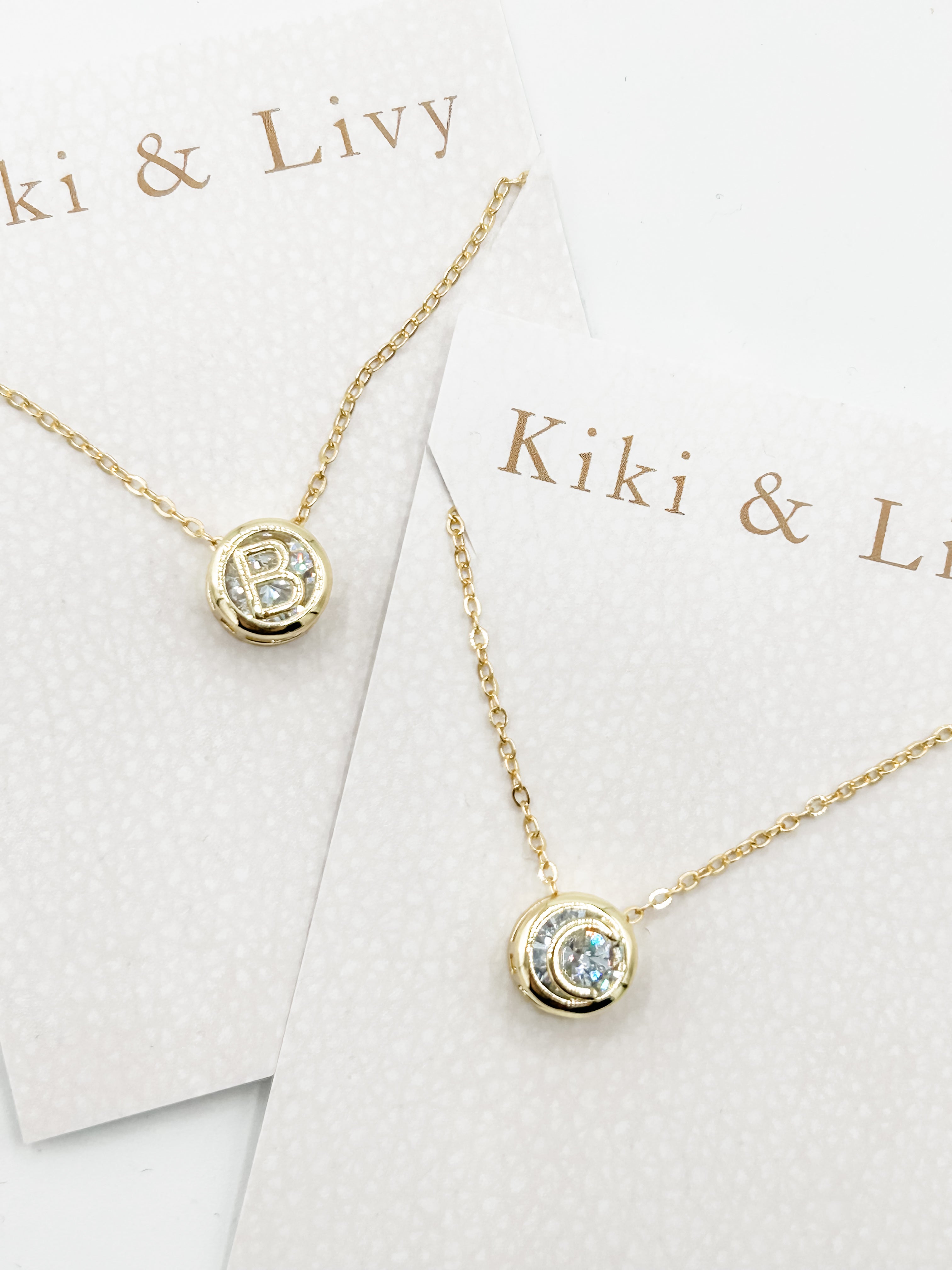 Circle Crystal Stone Letter Necklace