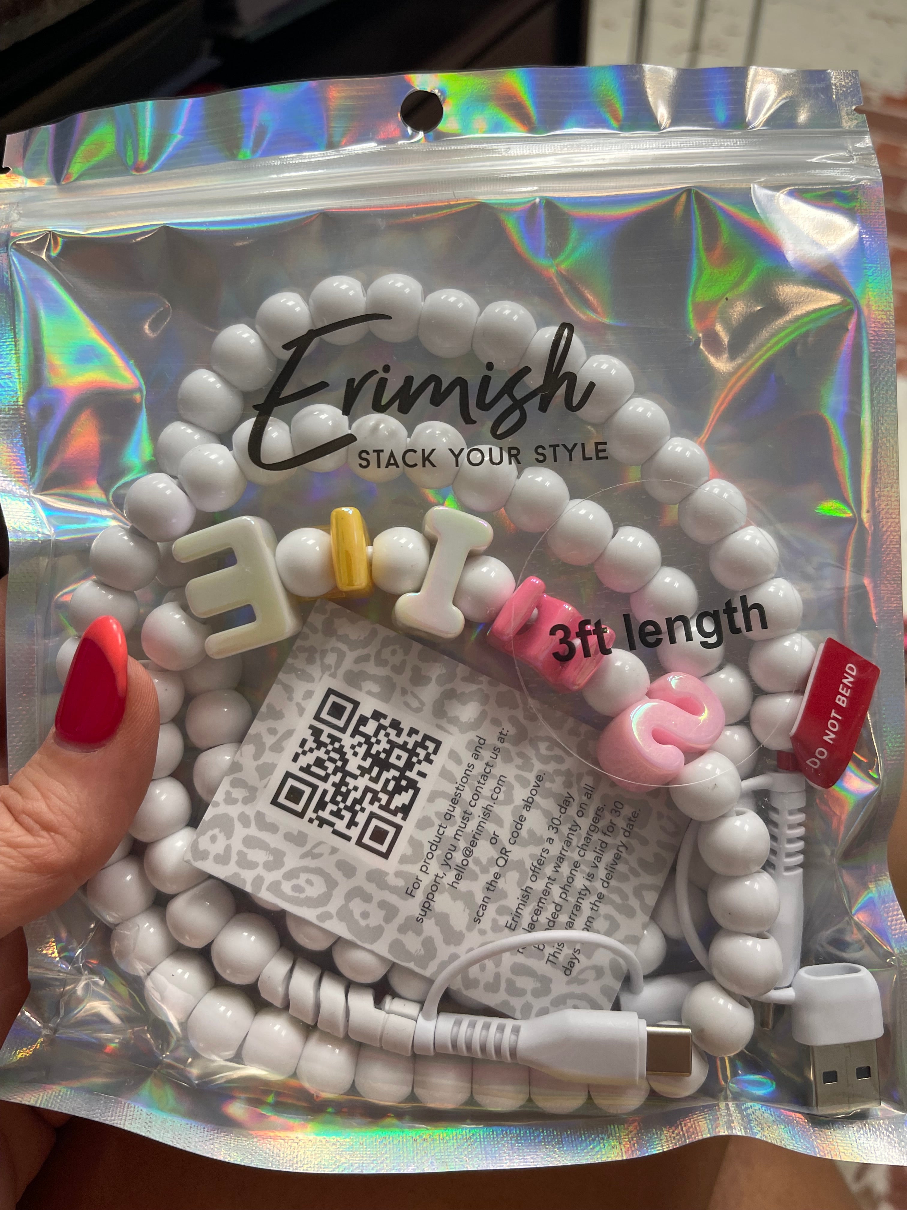 Smile Beaded Phone Charger 3ft