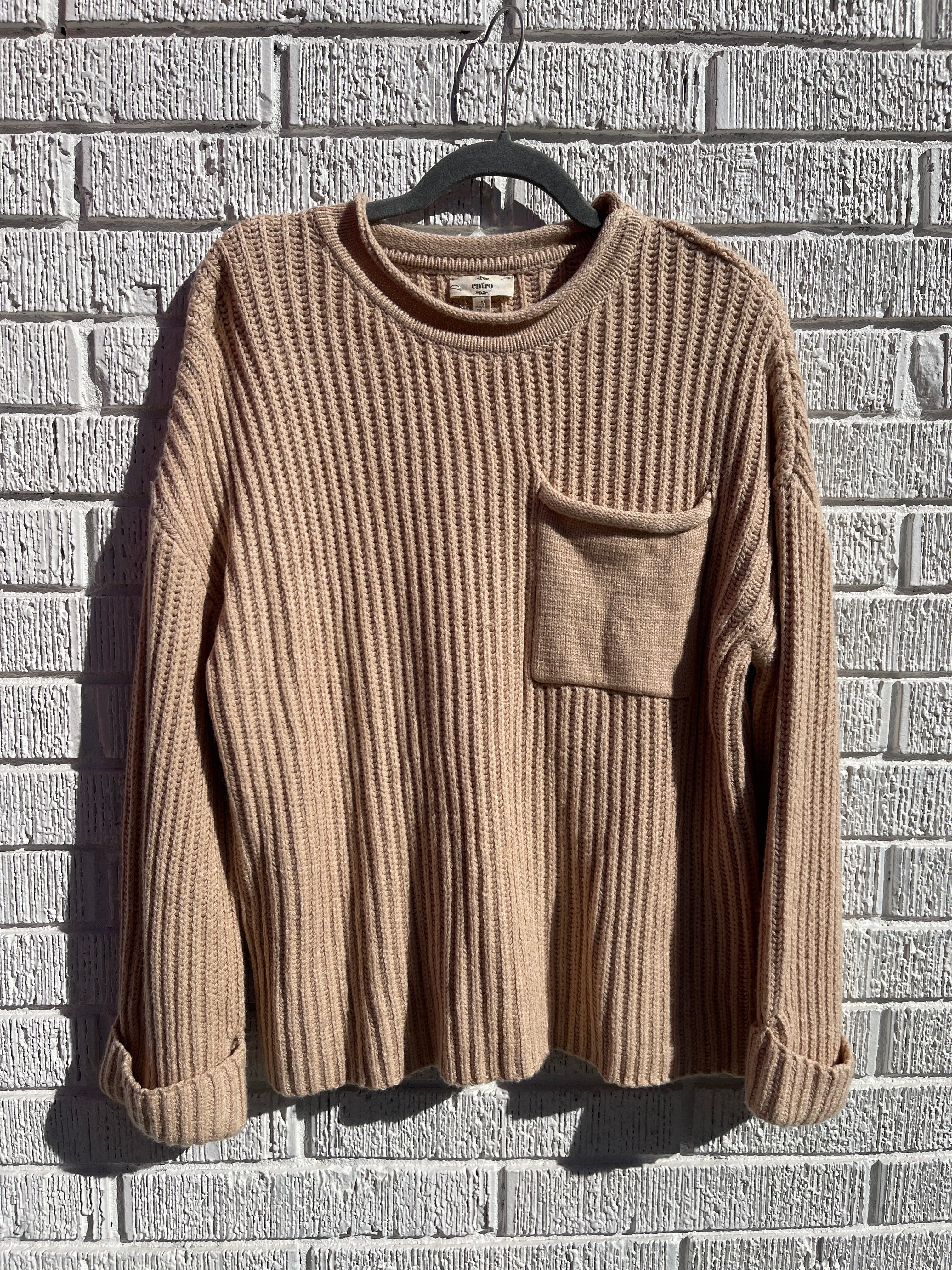 Oatmeal Chunky Drop Shoulder Sweater