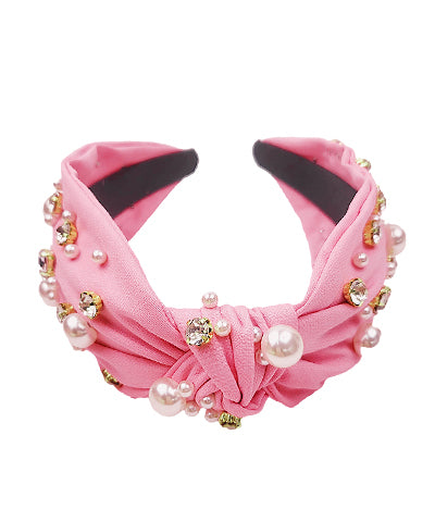 Light Pink Pearl & Crystal Headband