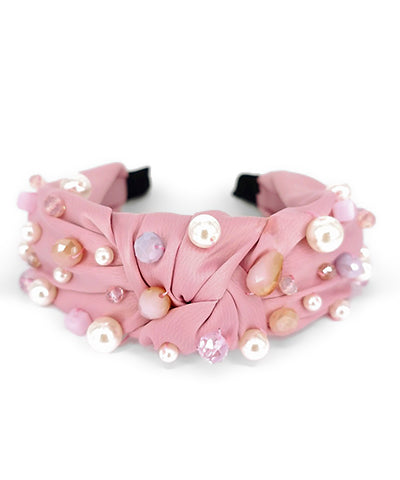 Pink & Cream Pearl & Bead Knot Headband
