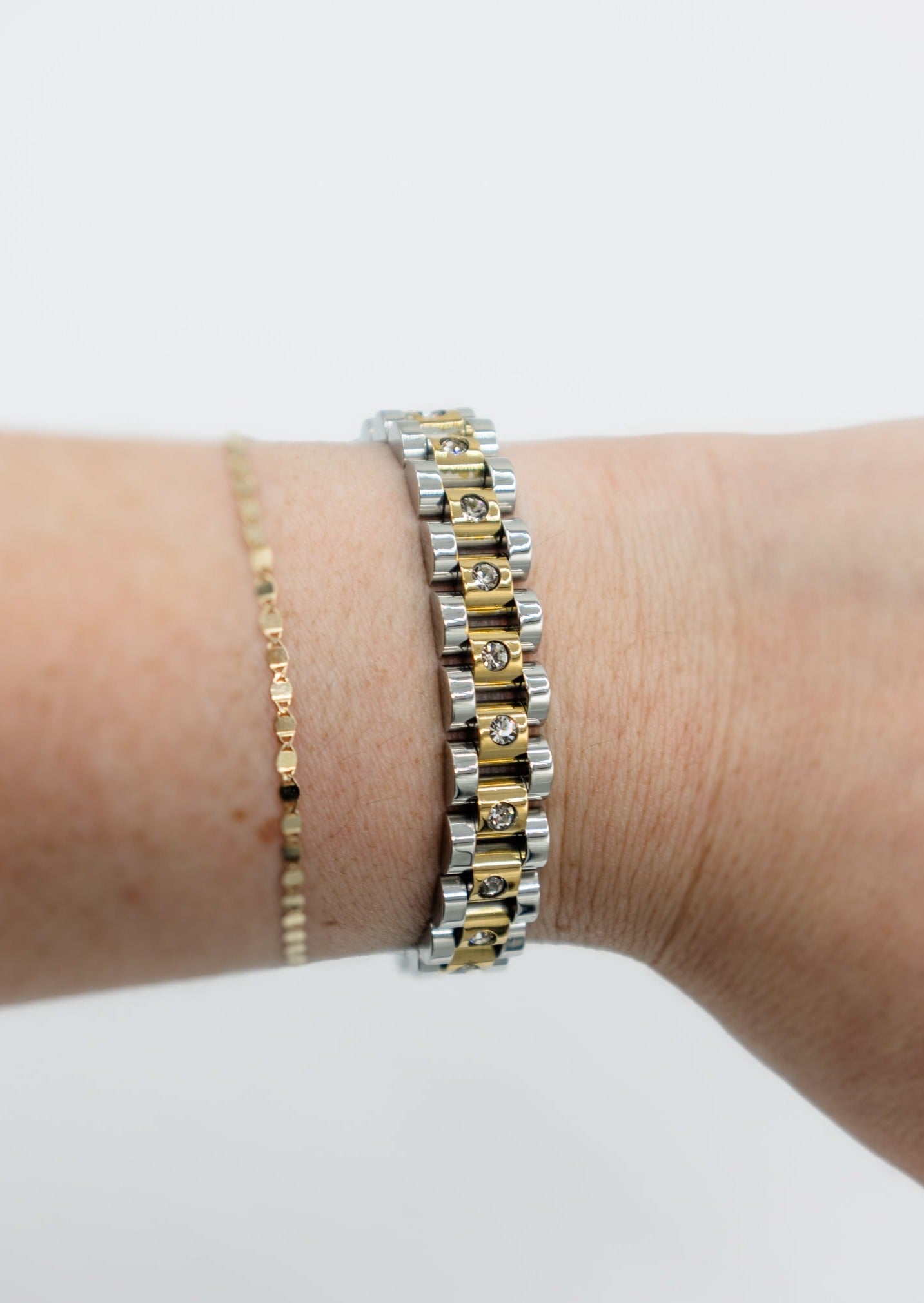 The Diamond Two-Toned Watch Band Bracelet