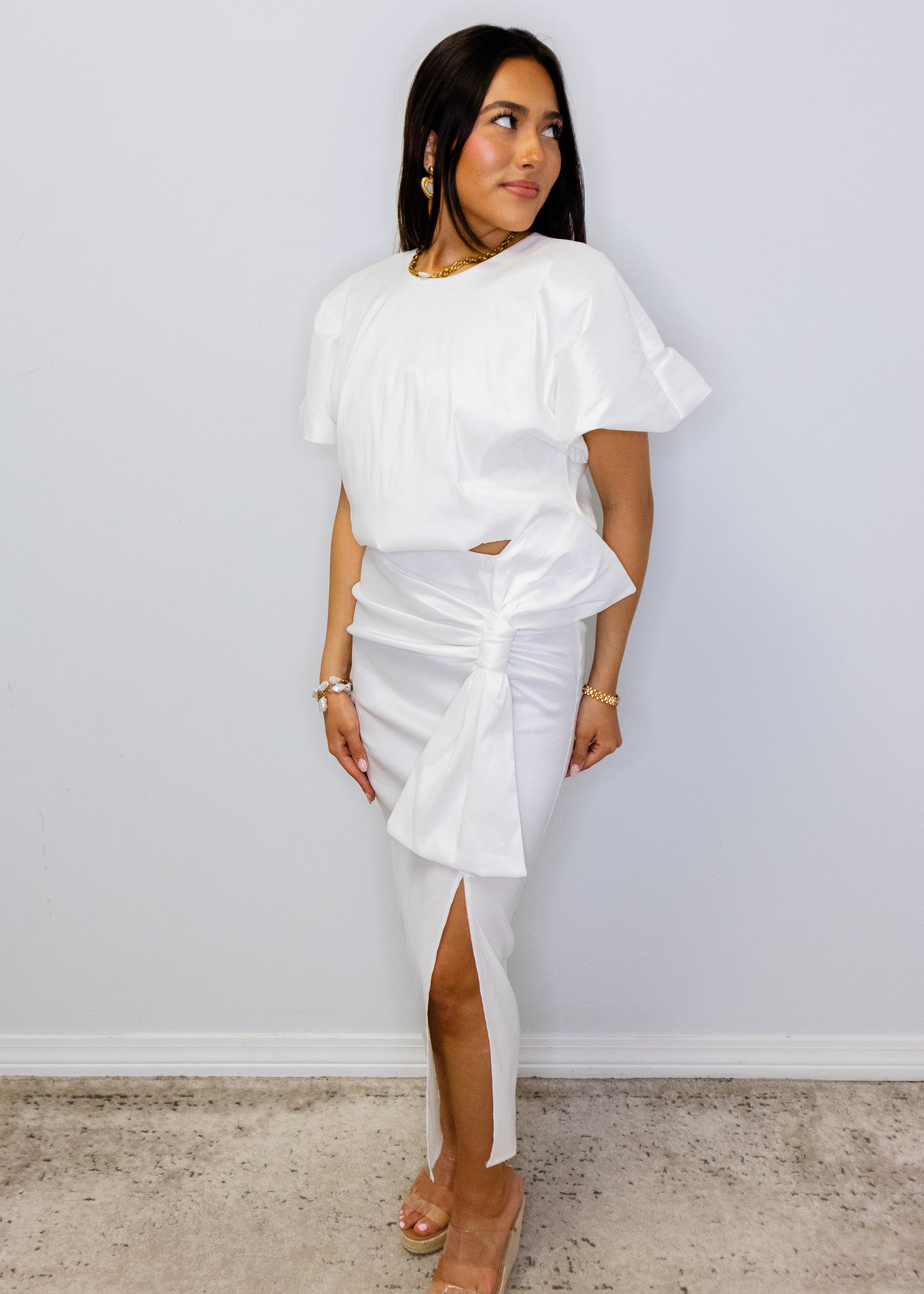 Camdyn White Taffeta Top