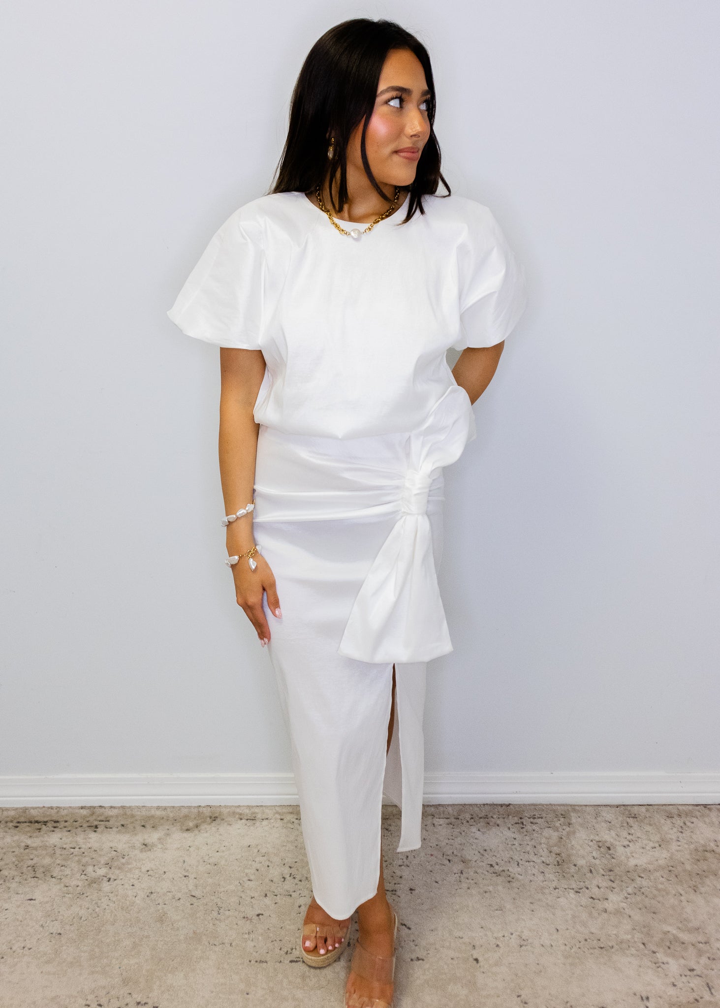 Camdyn White Taffeta Top