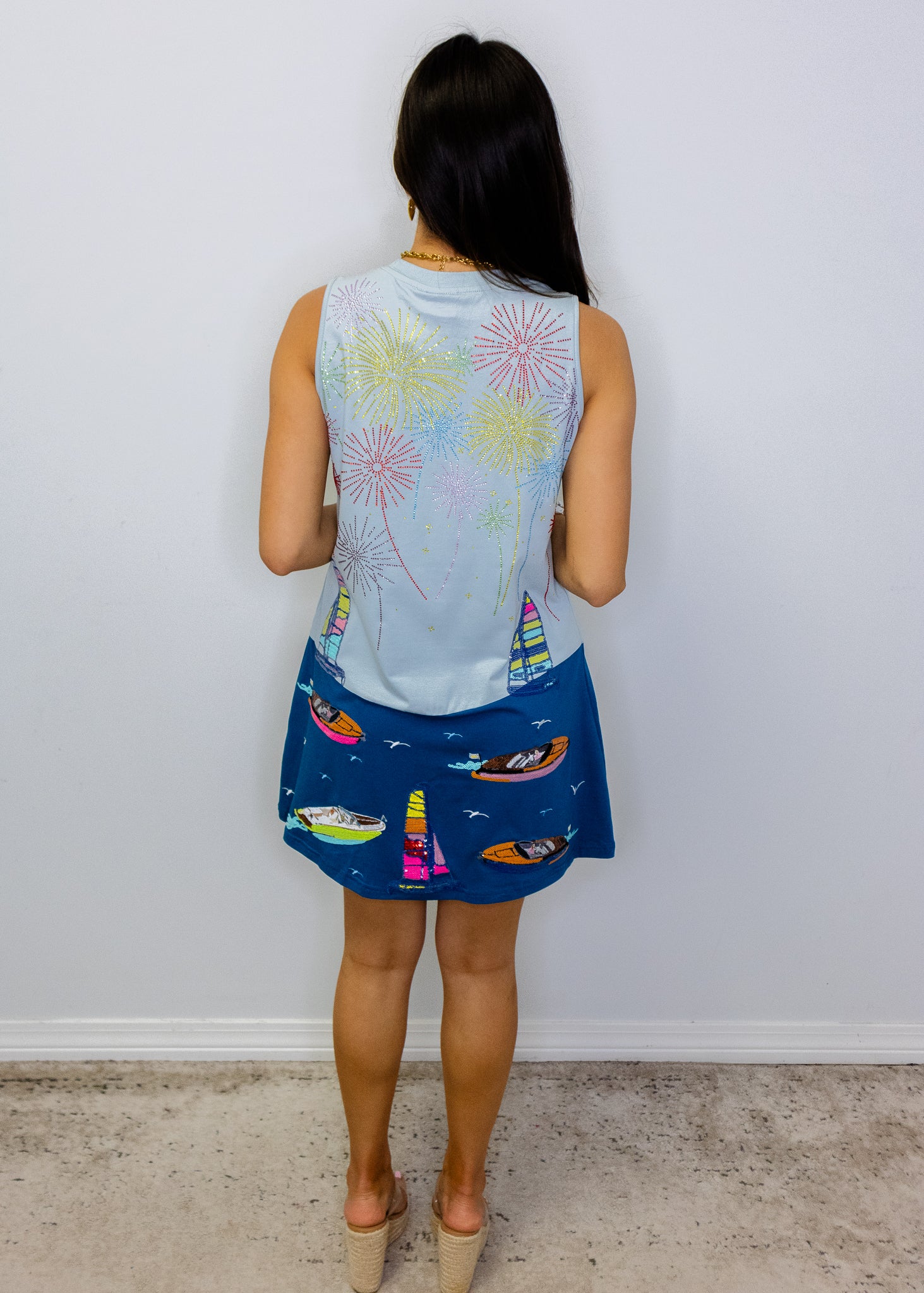 Multi Firework Over Boats Tank Dress