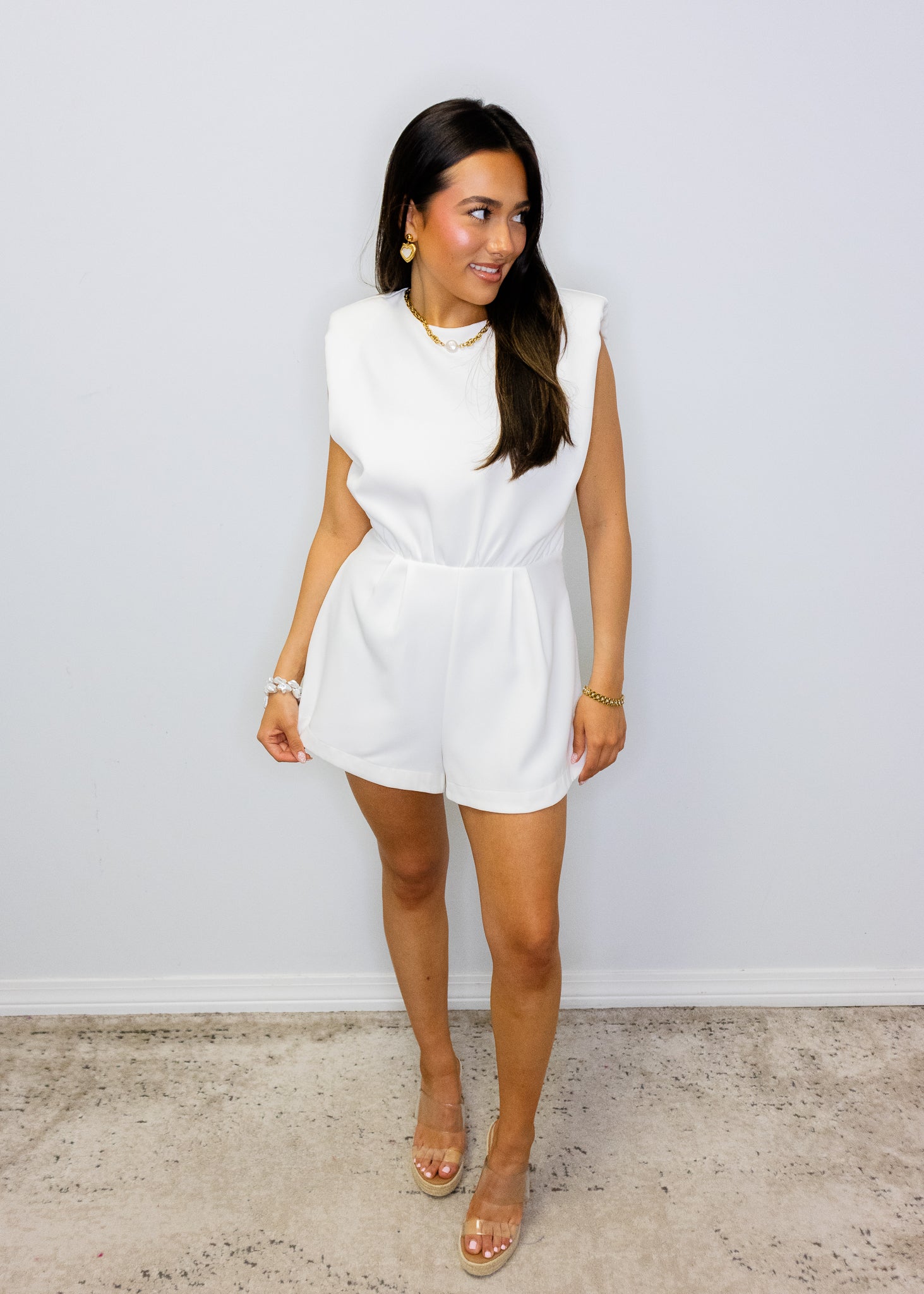 White Bow Tie Romper