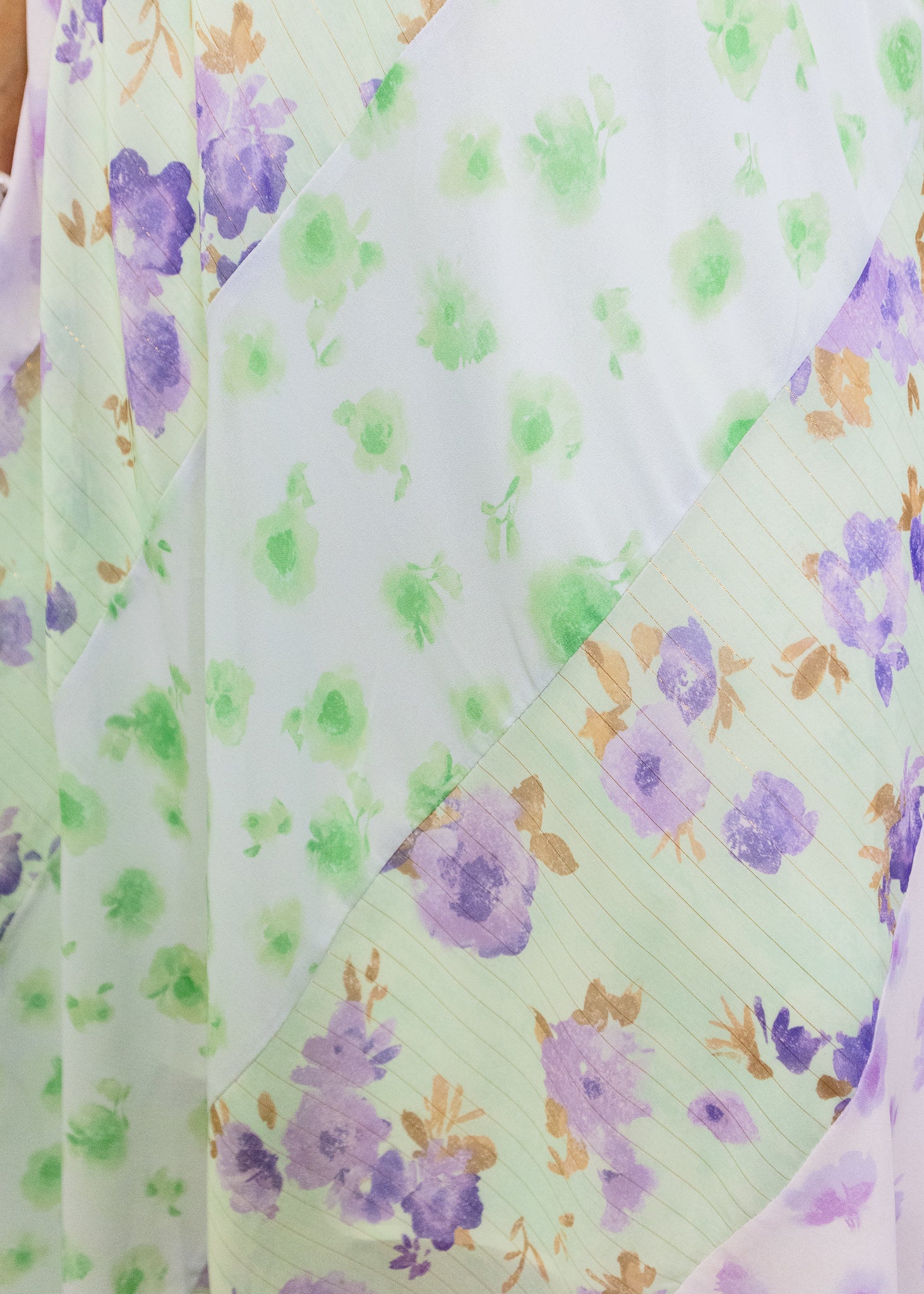 Green & Lavender Floral Print Skirt