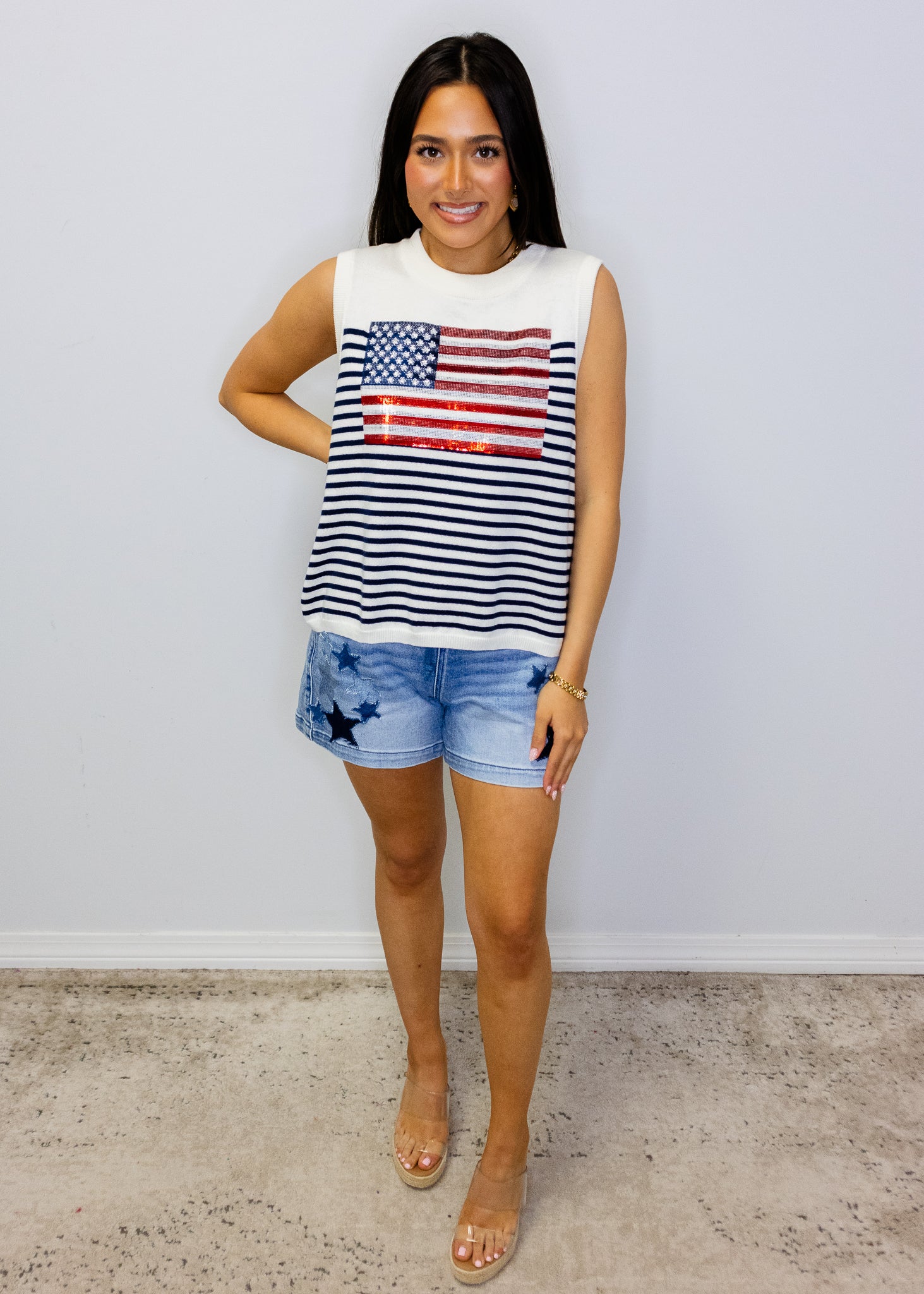 Knit American Flag Stripe Tank