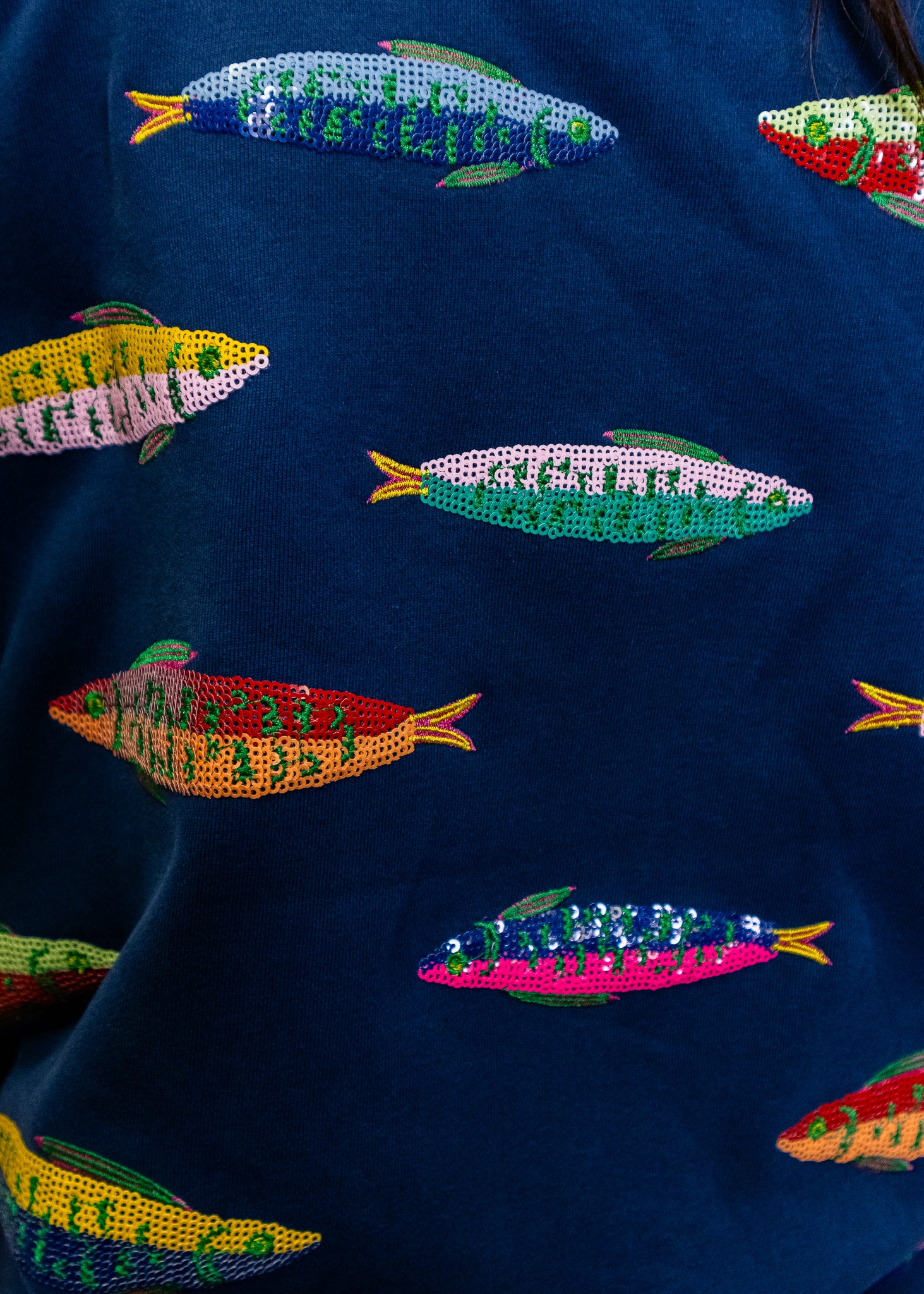 Navy Multi Fish Tie Shorts