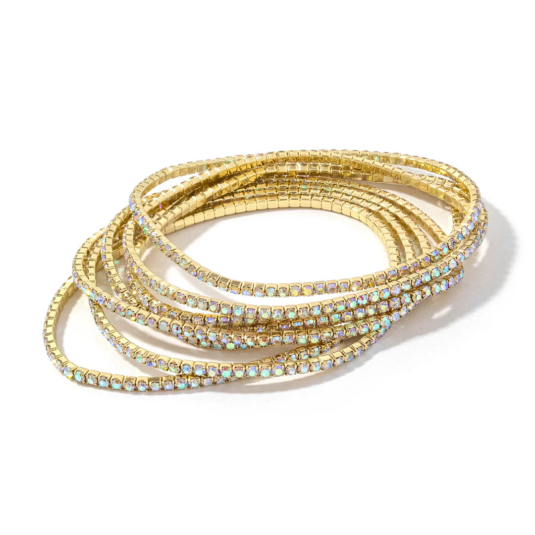 Gold Clear AB Confetti Rhinestone Bracelets