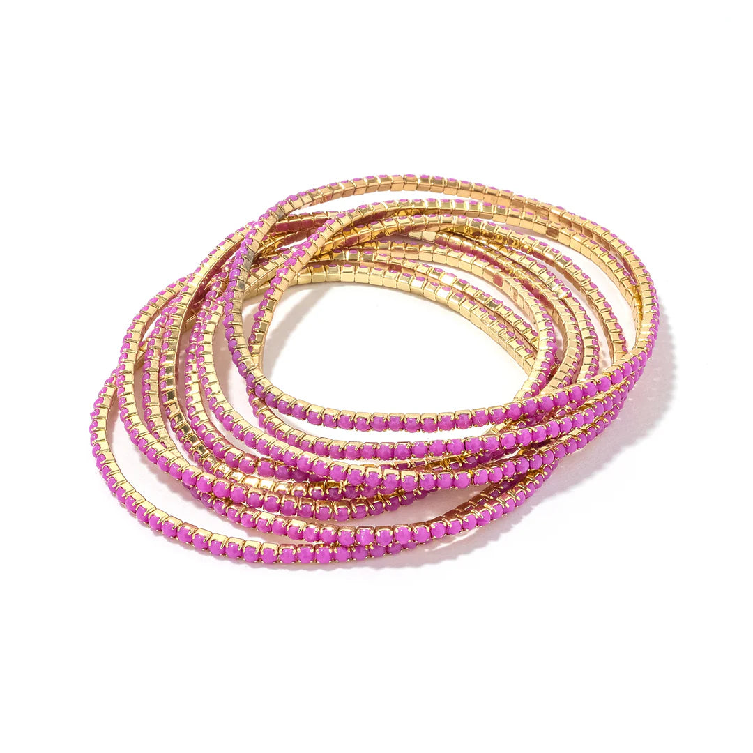 Gold Plum Confetti Rhinestone Bracelets