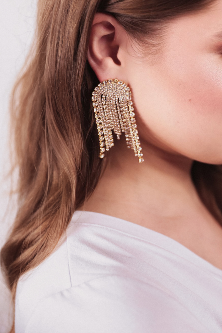 Gold Covered In Crystals Earrings