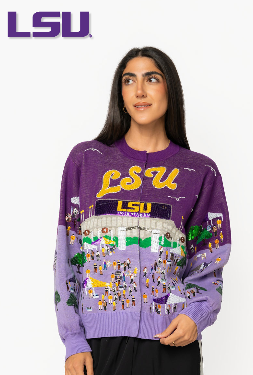 Licensed LSU Stadium Tailgate Party Button Up Cardigan
