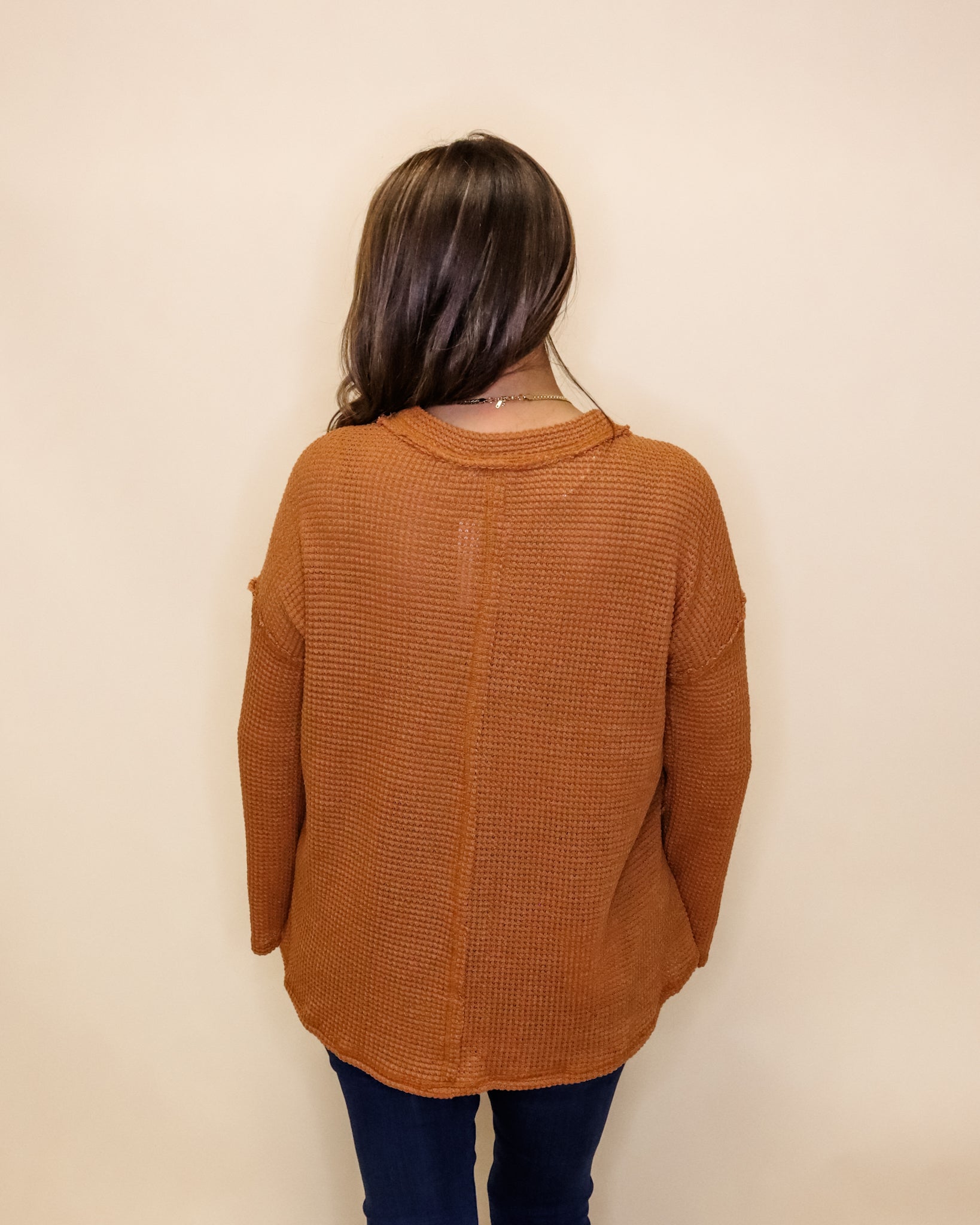 Rust Waffle Knit Top