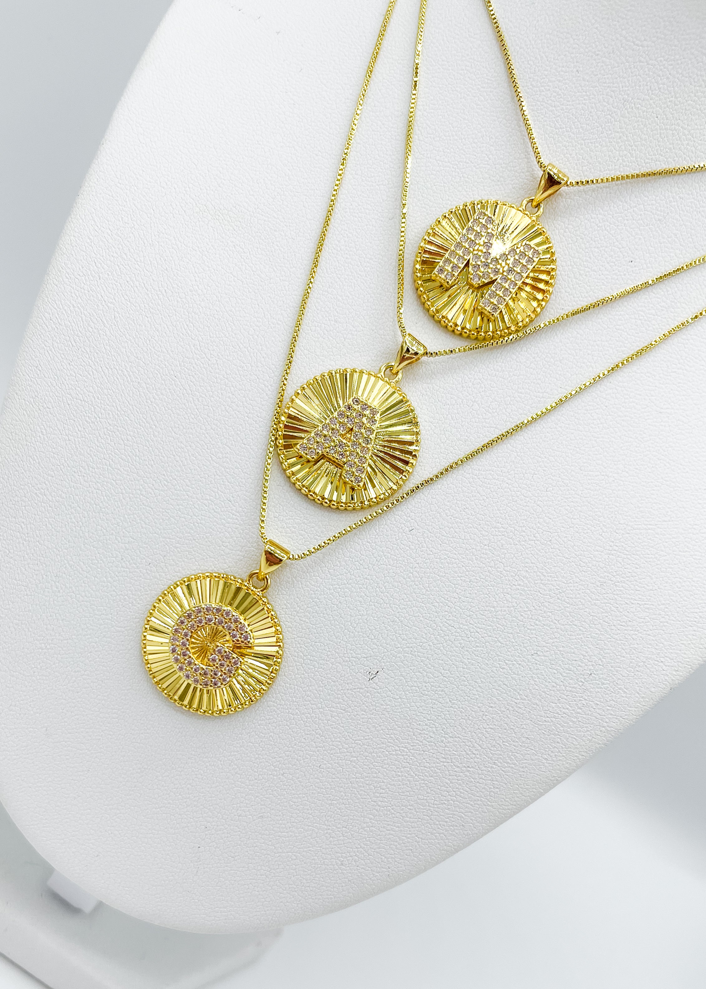 Gold Medallion Letter Necklace