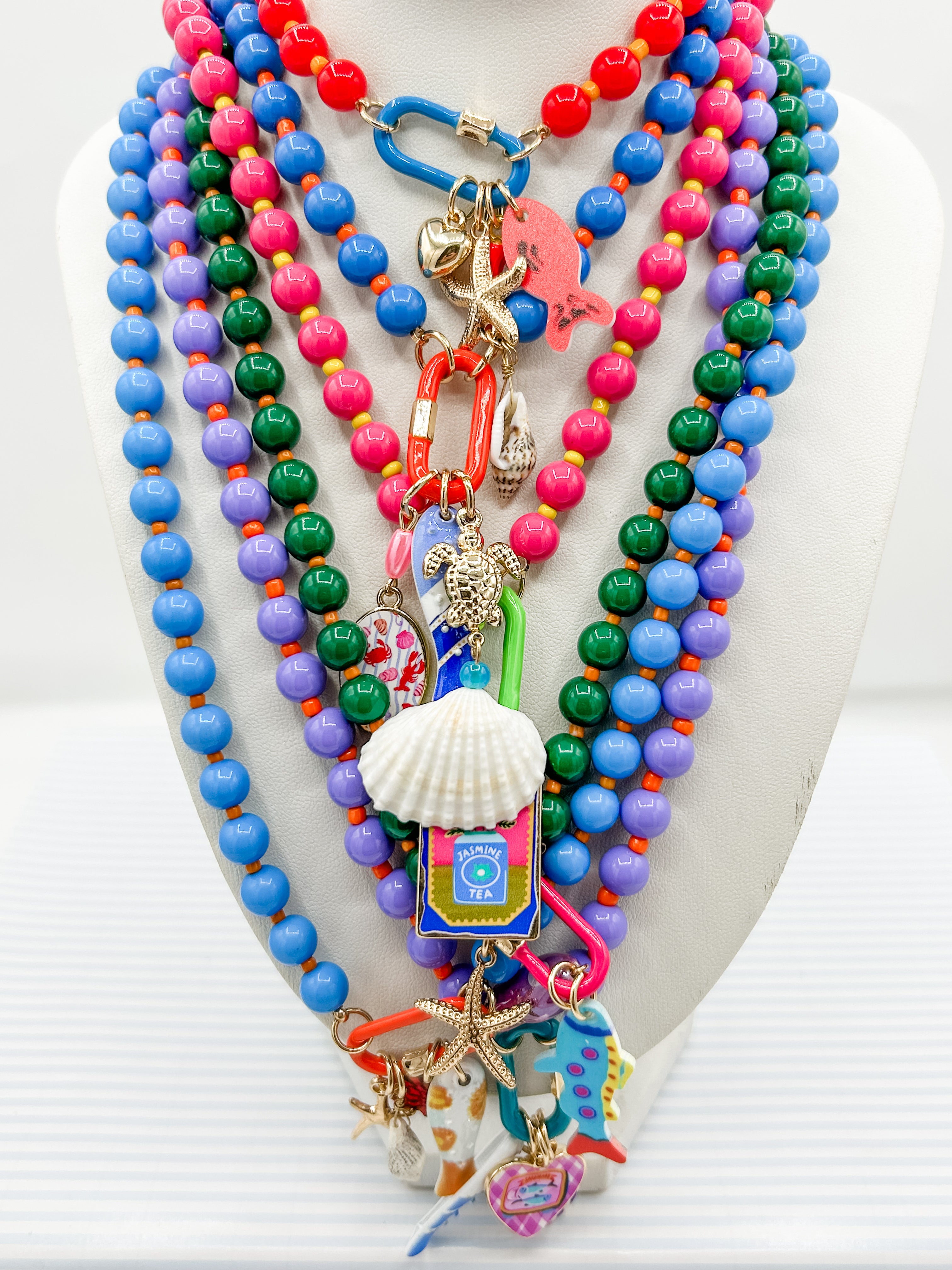 Colorful Beaded Charm Necklace