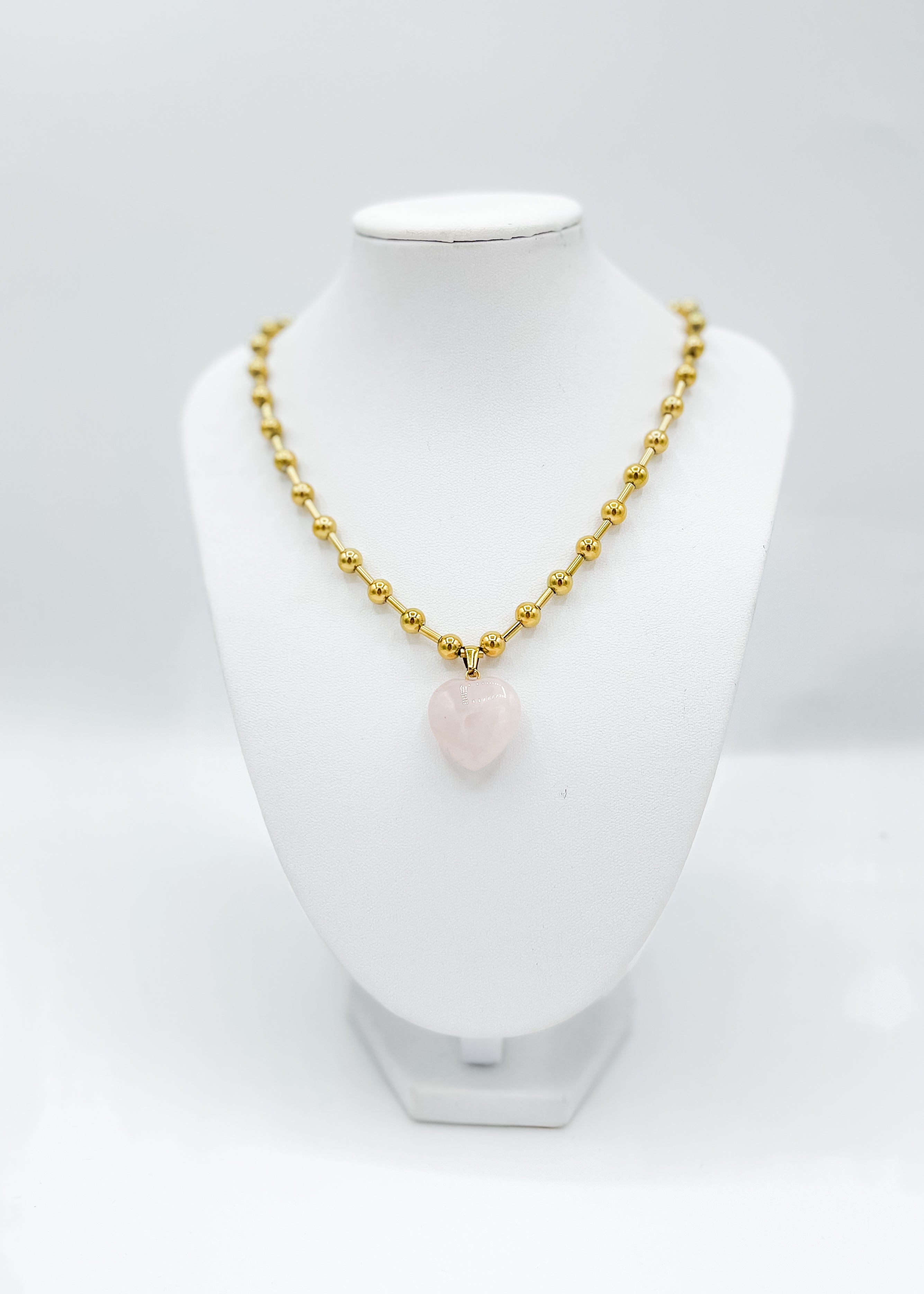 Gold Bold Glass Heart Necklace
