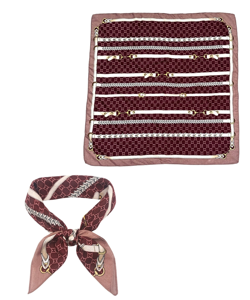 Burgundy Horse Bit Bandana Scarf