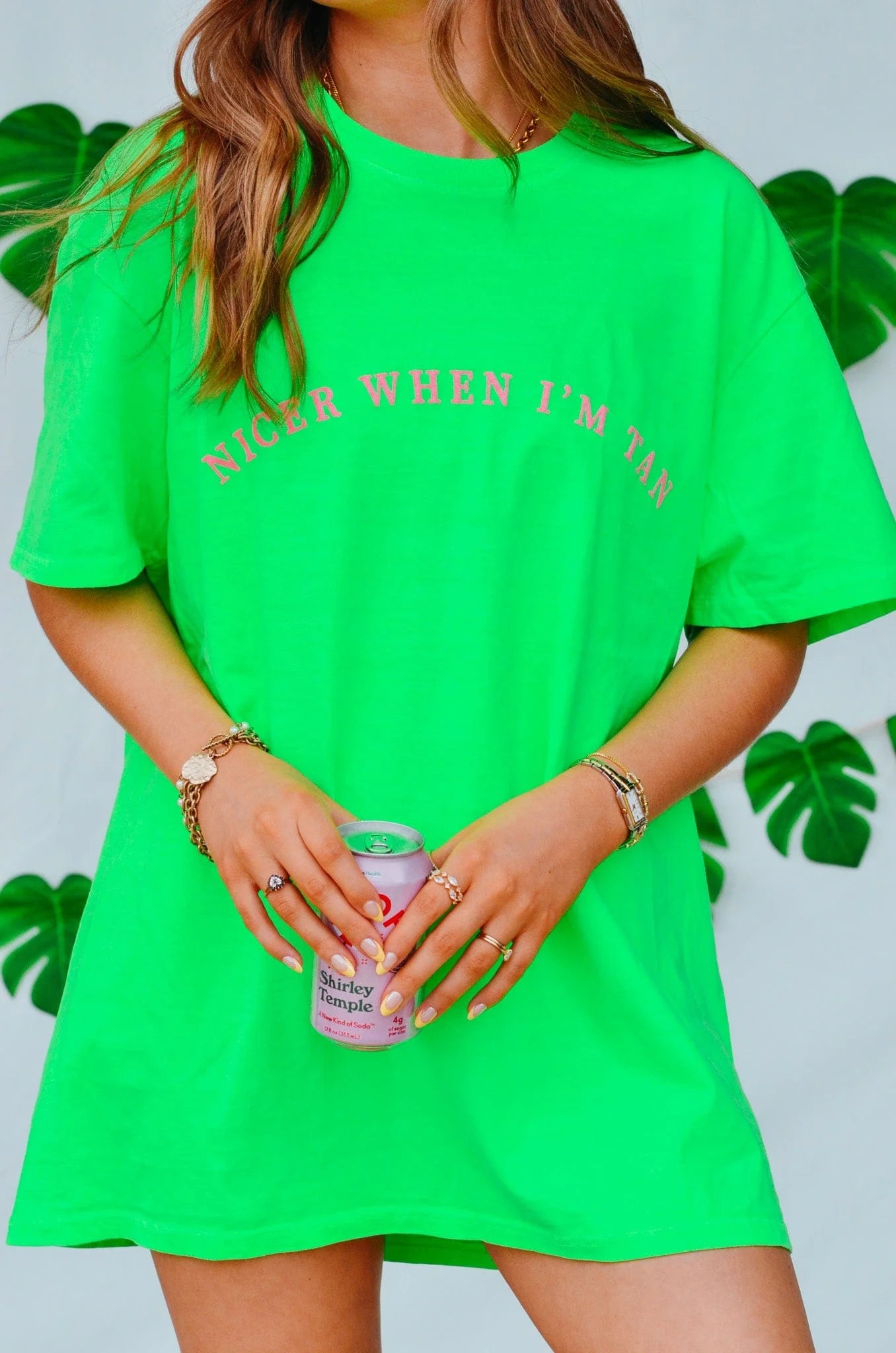 Nicer When I'm Tan Neon Green T-Shirt