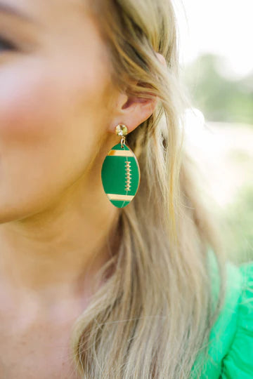 Green & Gold Mirrored Football Earrings