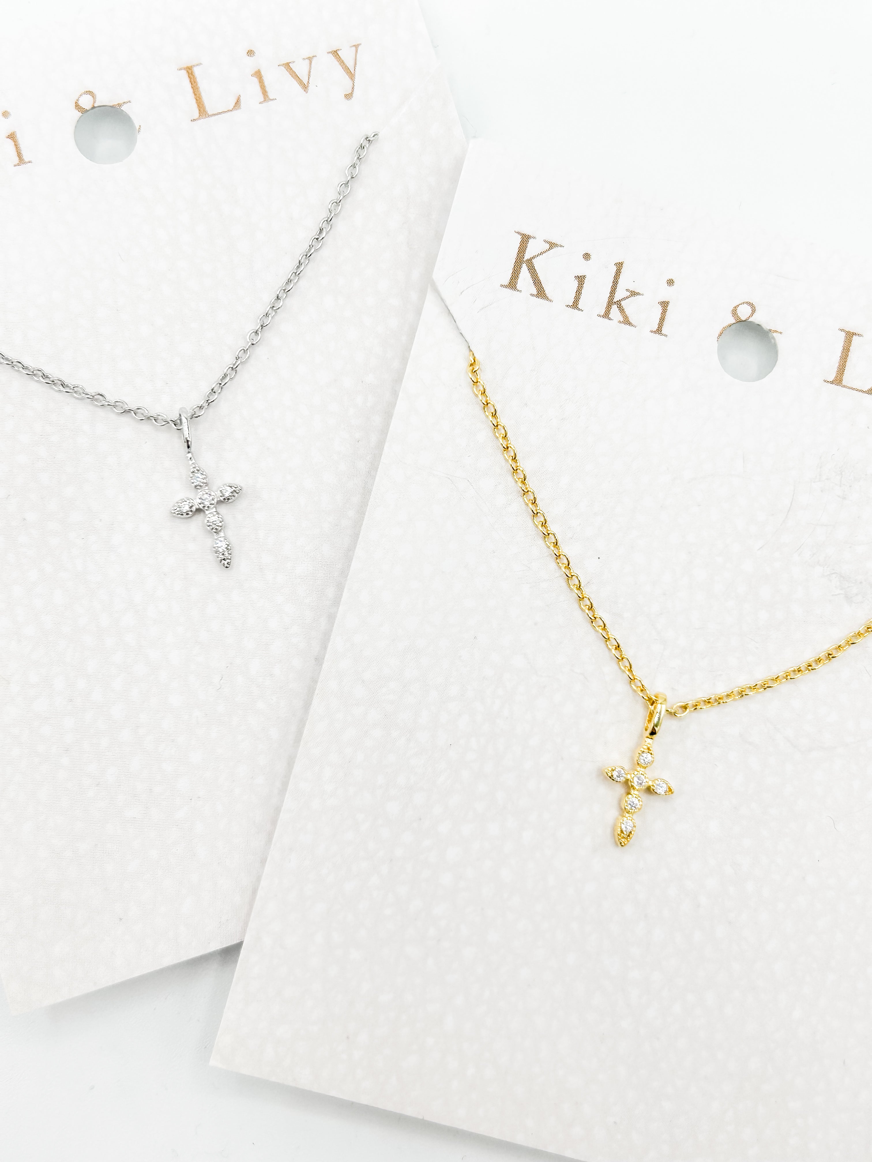 Silver Tiny Bling Cross Necklace