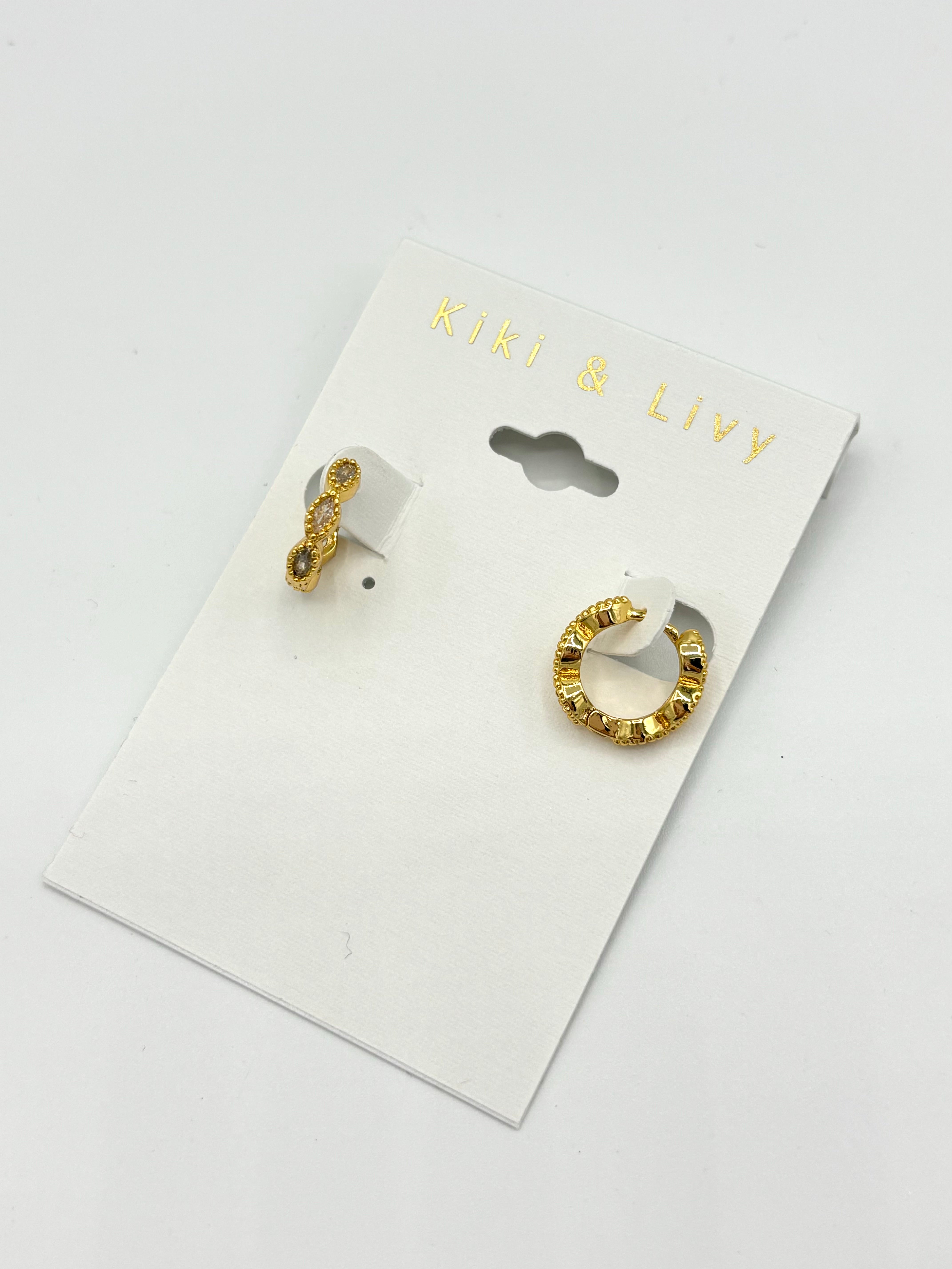 Gold Rhinestone Hugger Earrings