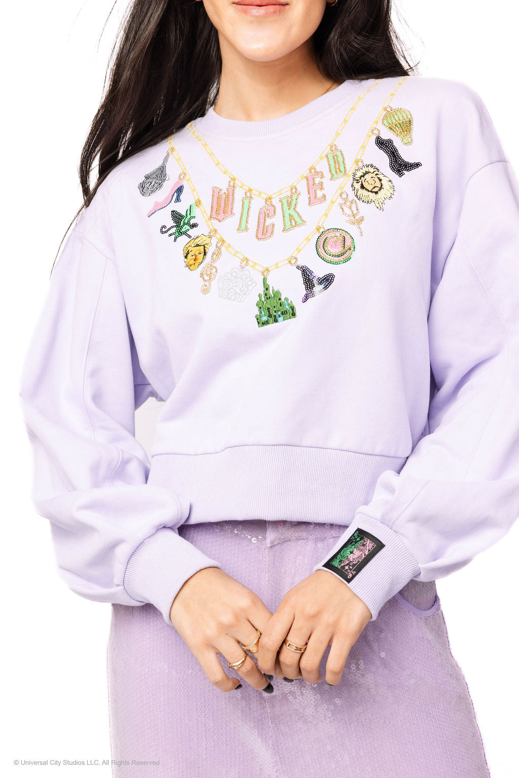 Licensed Lavender Wicked Charm Necklace Sweatshirt