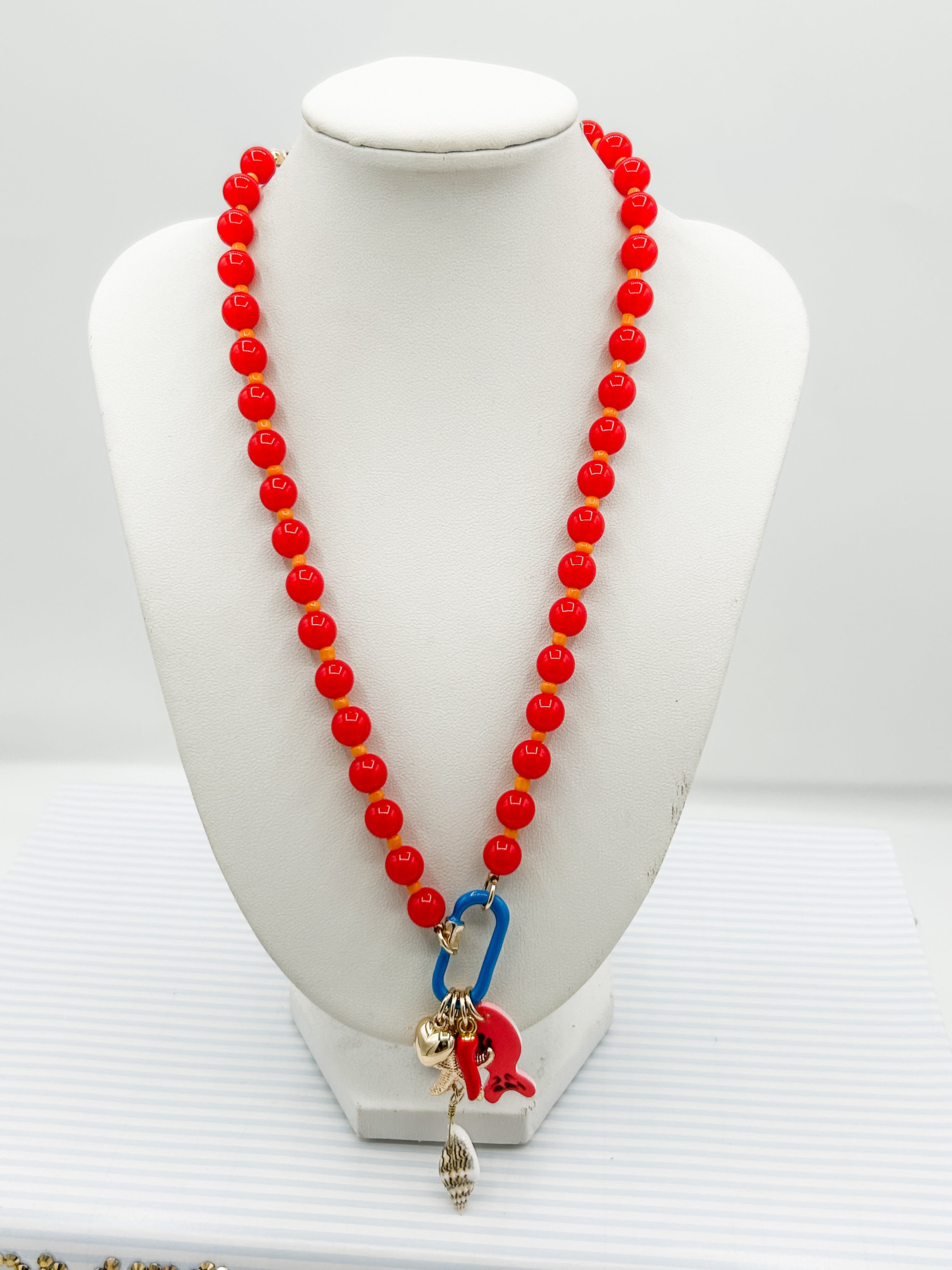 Colorful Beaded Charm Necklace