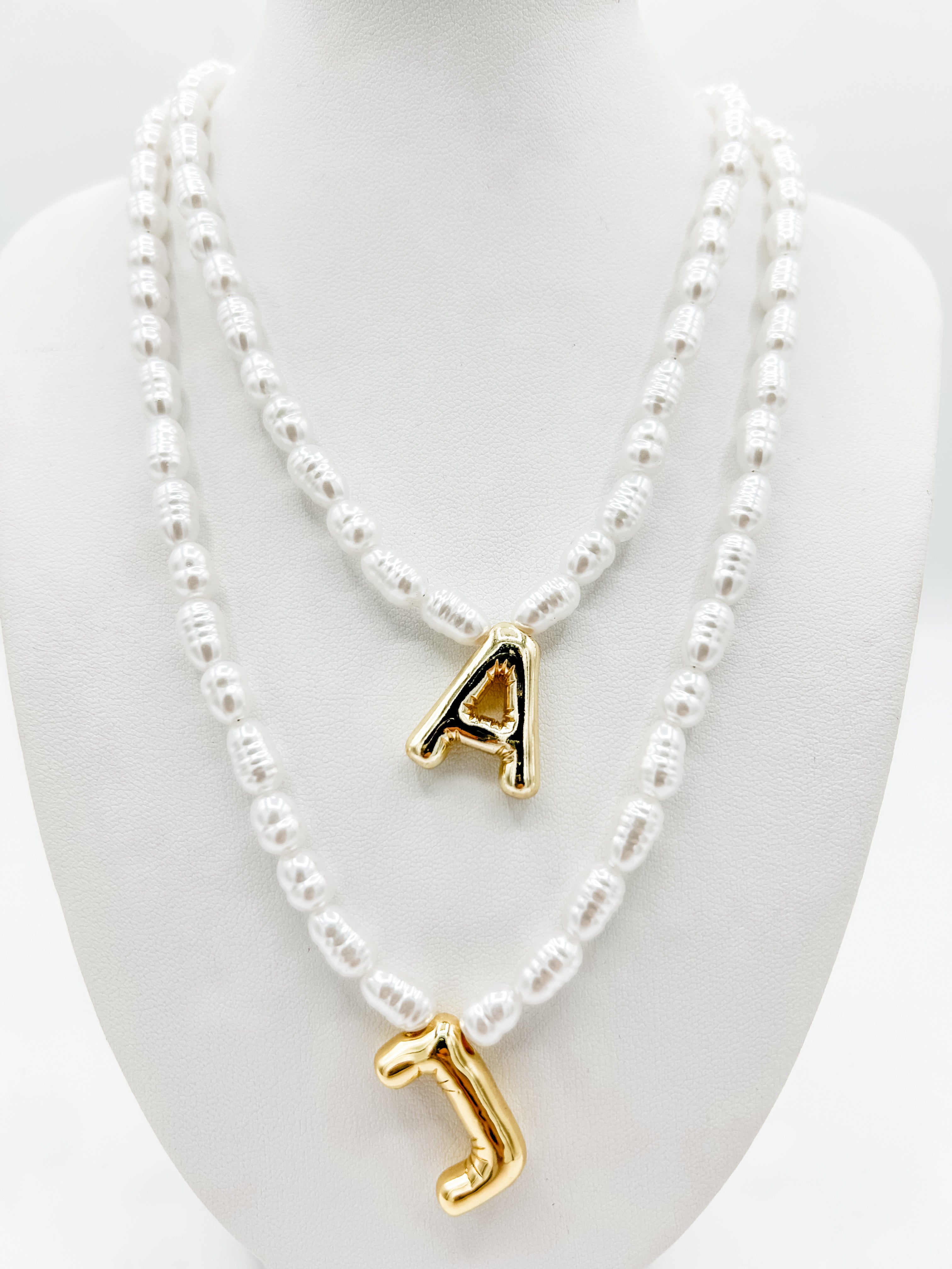 Freshwater Pearl Balloon Letter Necklace