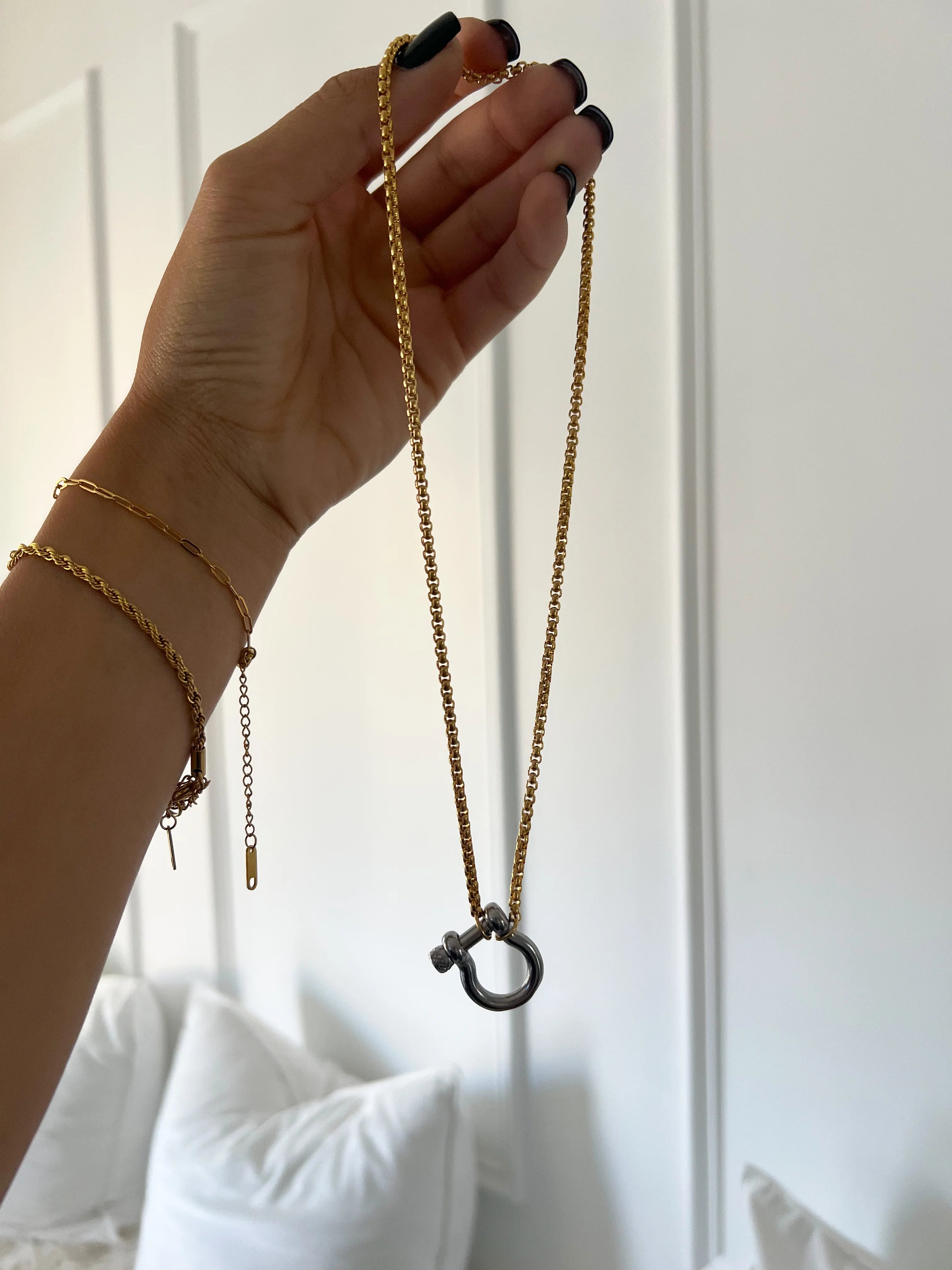 Gunmetal + Gold Necklace