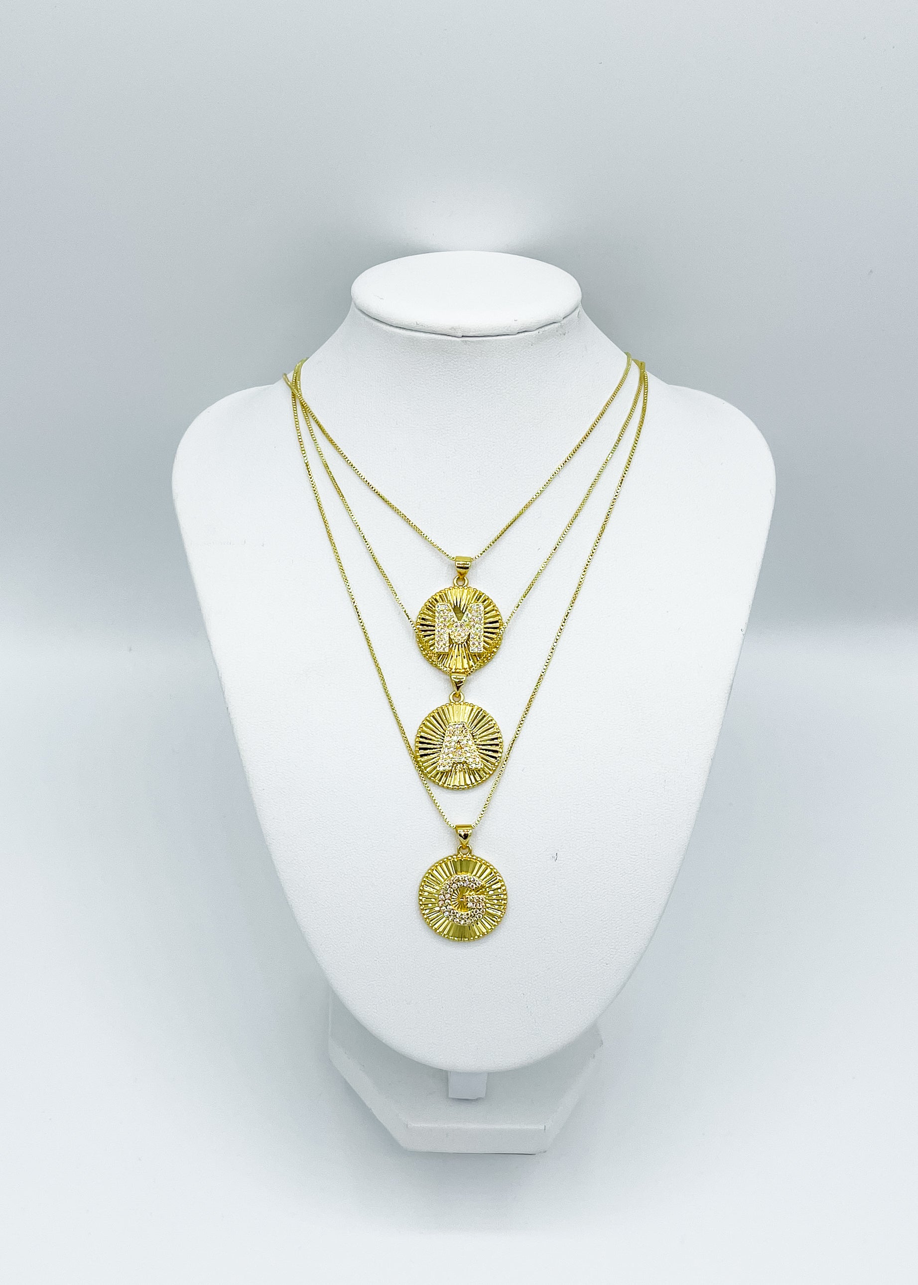 Gold Medallion Letter Necklace