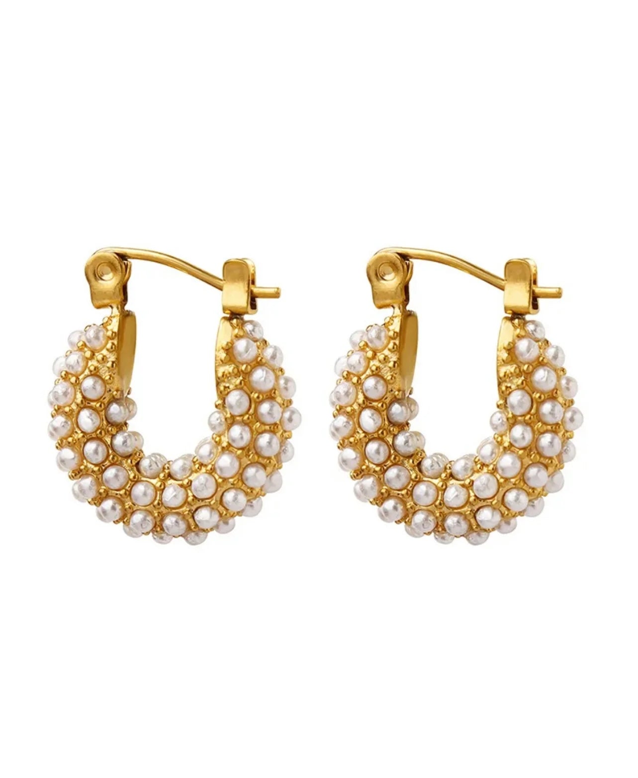 The Dainty Gold Pearl Hoops
