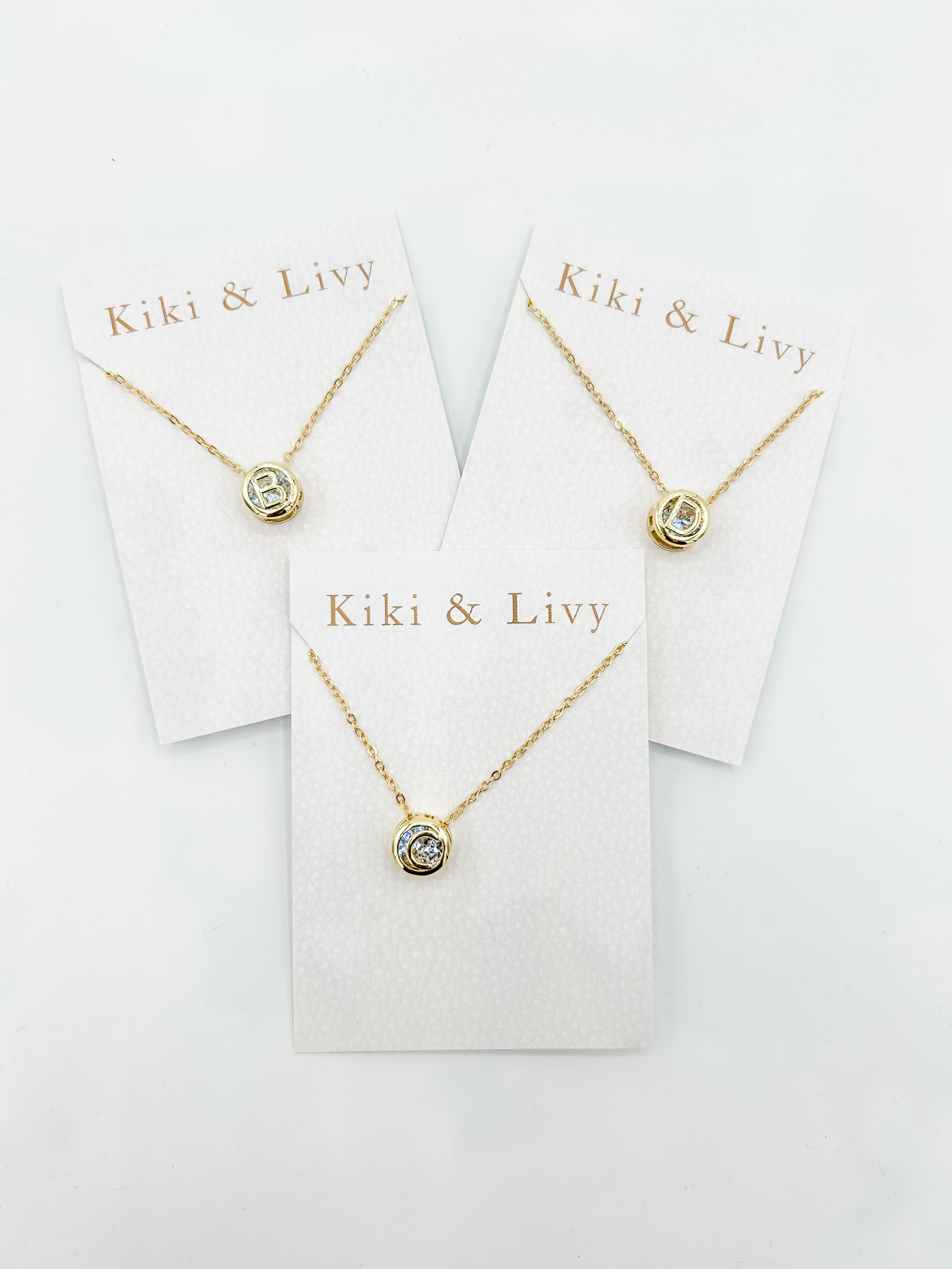 Circle Crystal Stone Letter Necklace