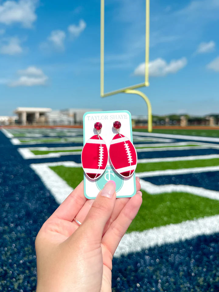 Red Mirrored Football Earrings