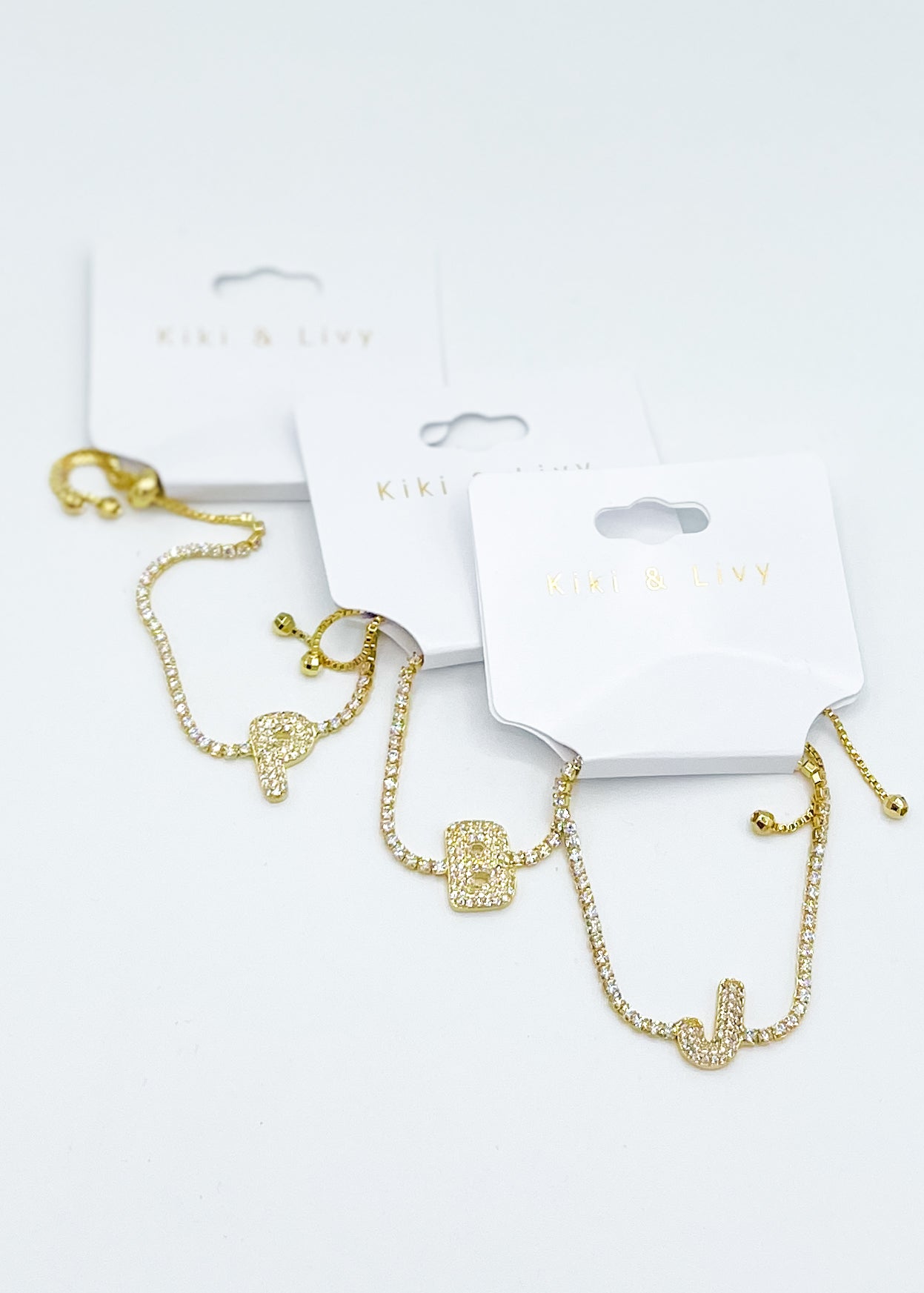 Adjustable Rhinestone Letter Bracelet