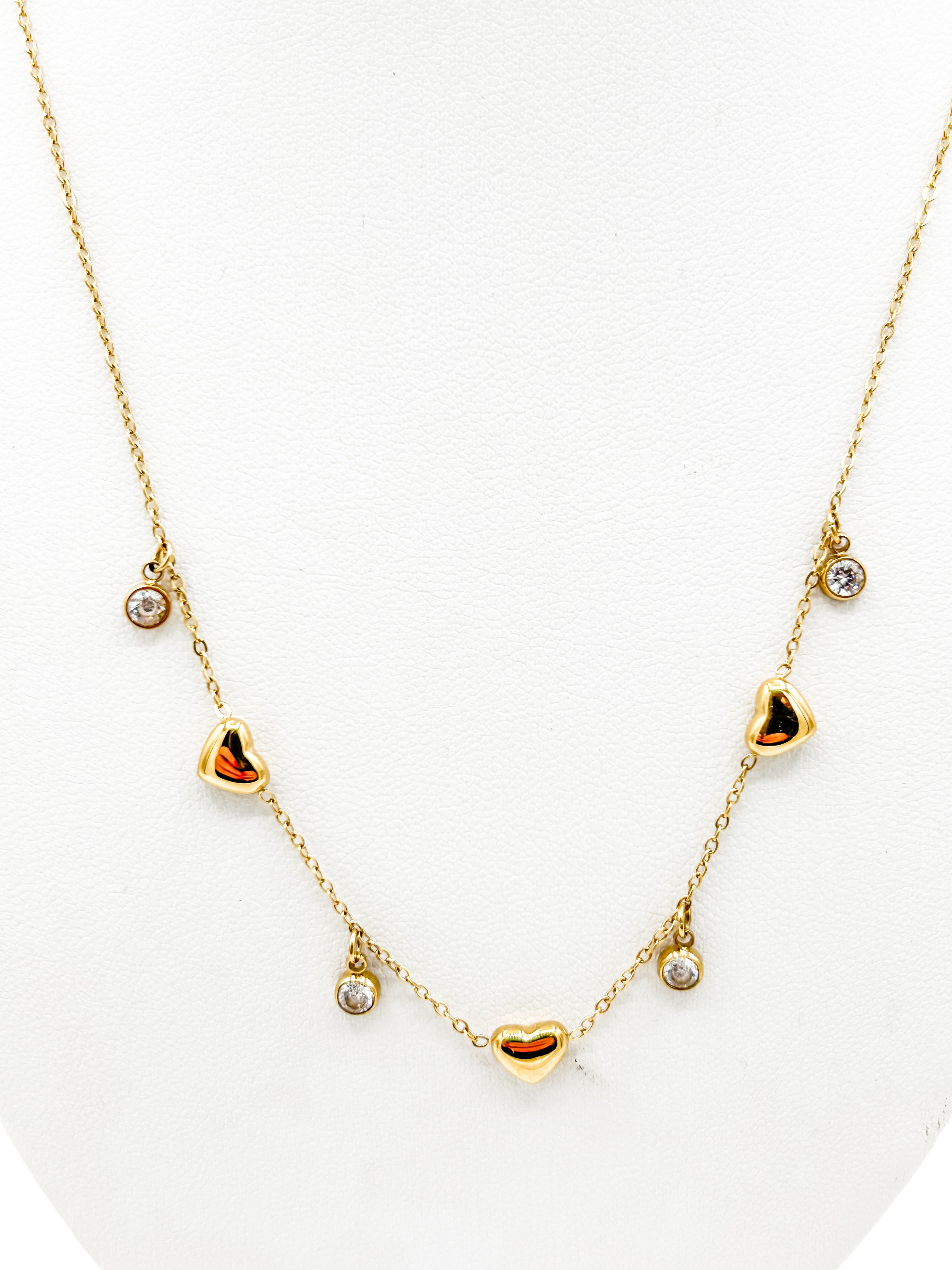 Multiple Heart Necklace with Stones