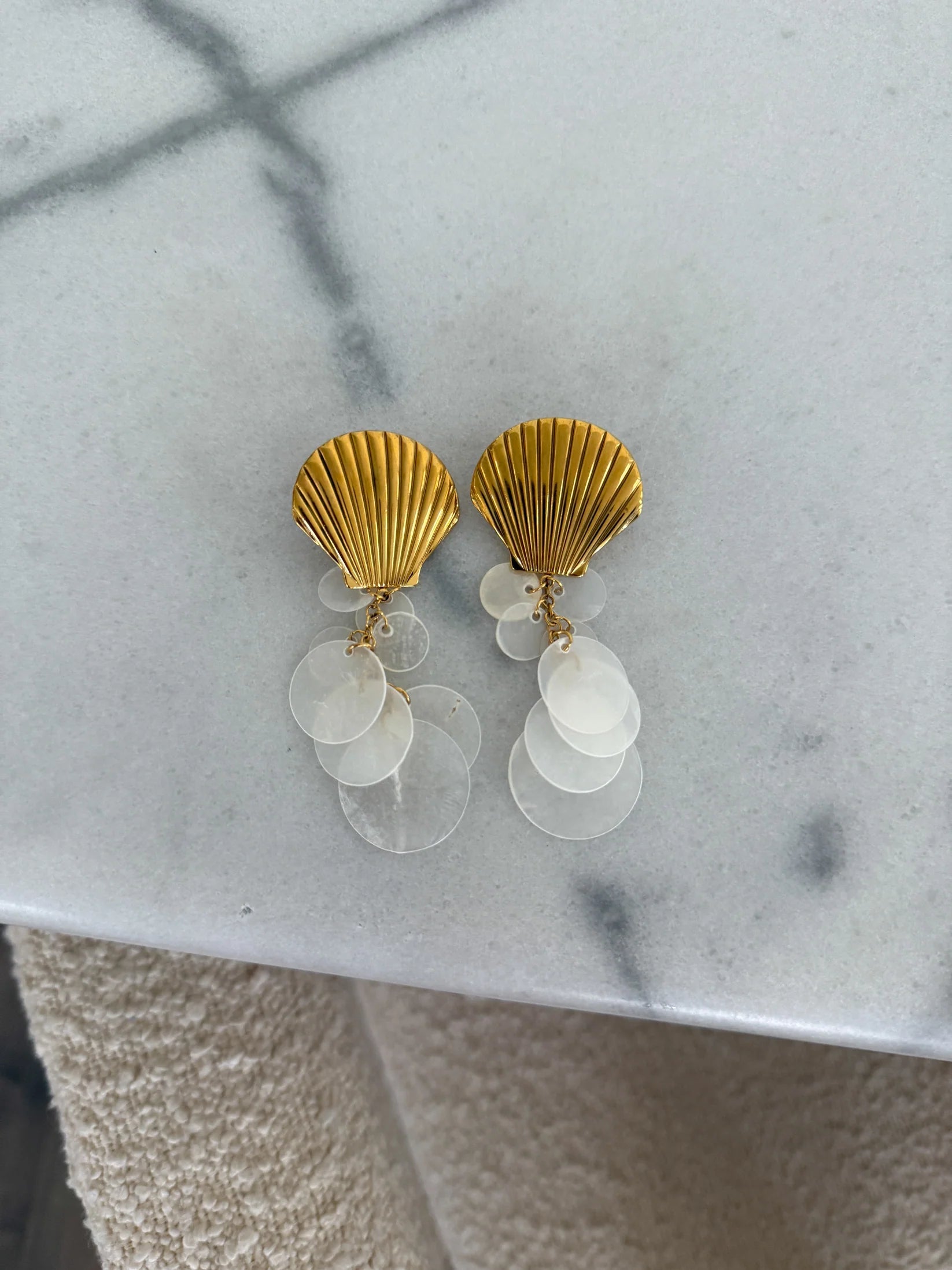 Gold Seashell Drop Earrings