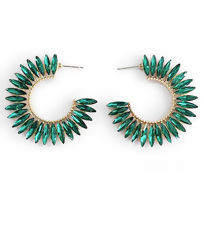 Green Marquise Hoops