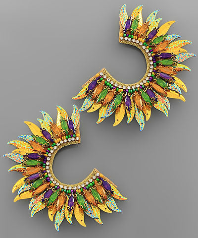 Mardi Gras Sunburst Earrings