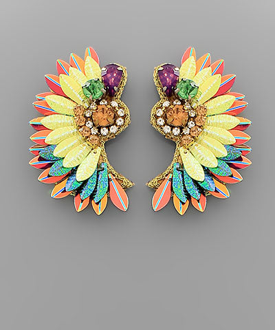 Mardi Gras Metallic Wings Earrings