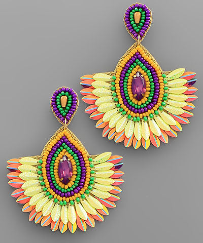 Mardi Gras Teardrop Metallic Earrings