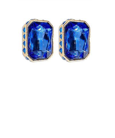 Sapphire Studded Rectangle Earrings