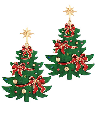 Christmas Tree Bow Earrings