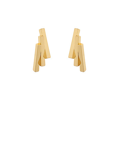 Gold Triple Bar Earrings