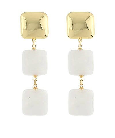 White Square Tier Earrings