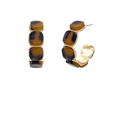 Tortoise Square Hoop Earrings