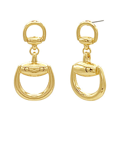 Gold Double Horsebit Earrings