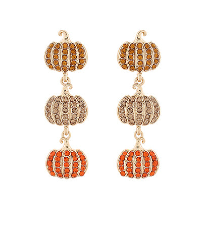 Multi Pave Crystal Pumpkins Drop Earrings