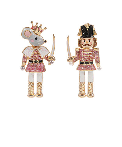 Mouse & Nutcracker Glitter Earrings