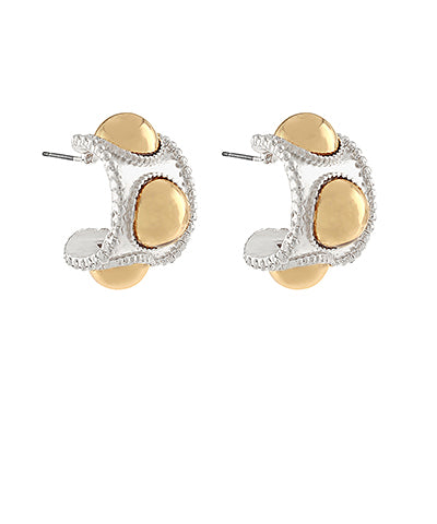 Silver & Gold Dome Hoop Earrings